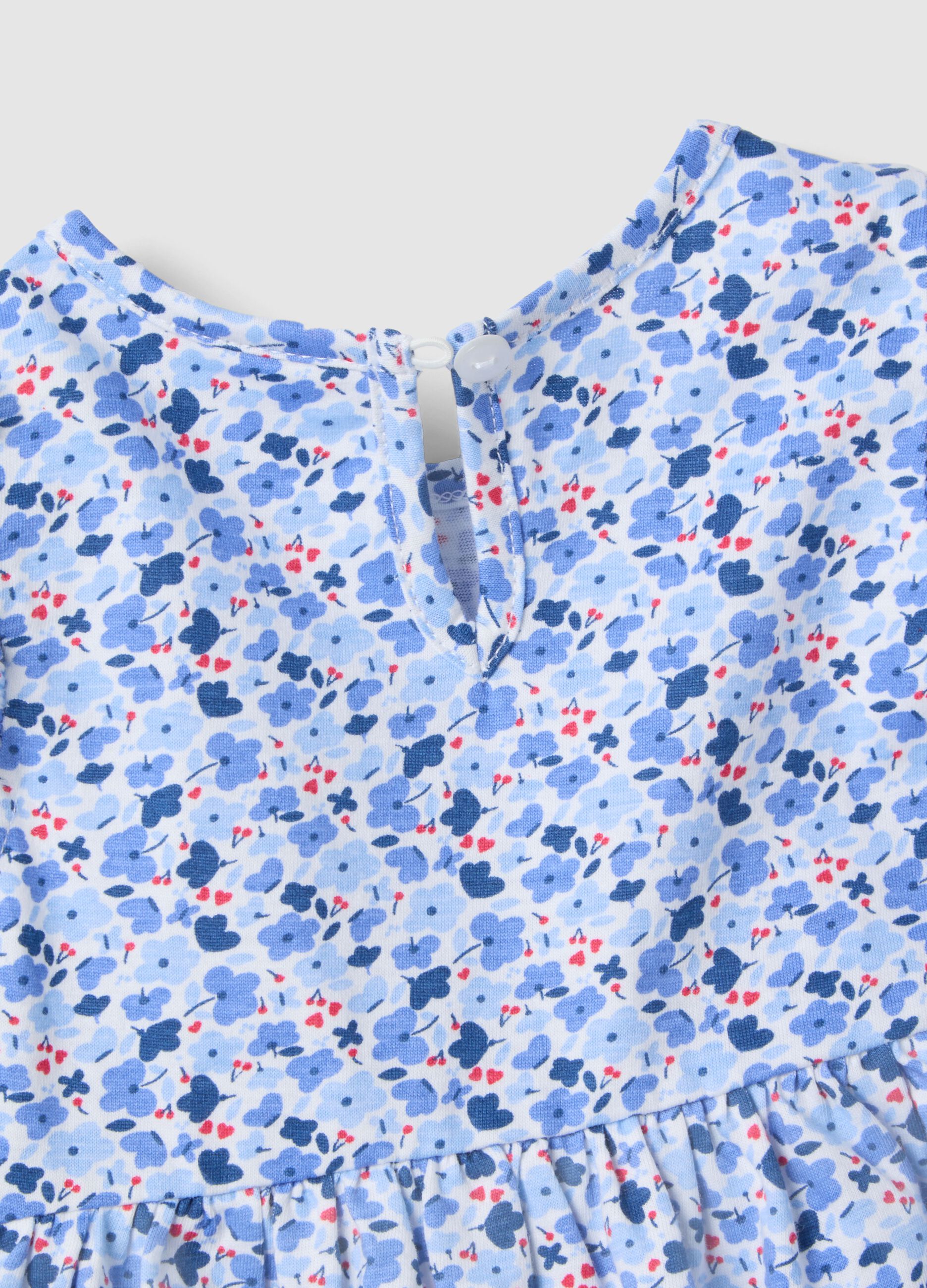 Girls' regular fit multi-colour cotton dress with flowers