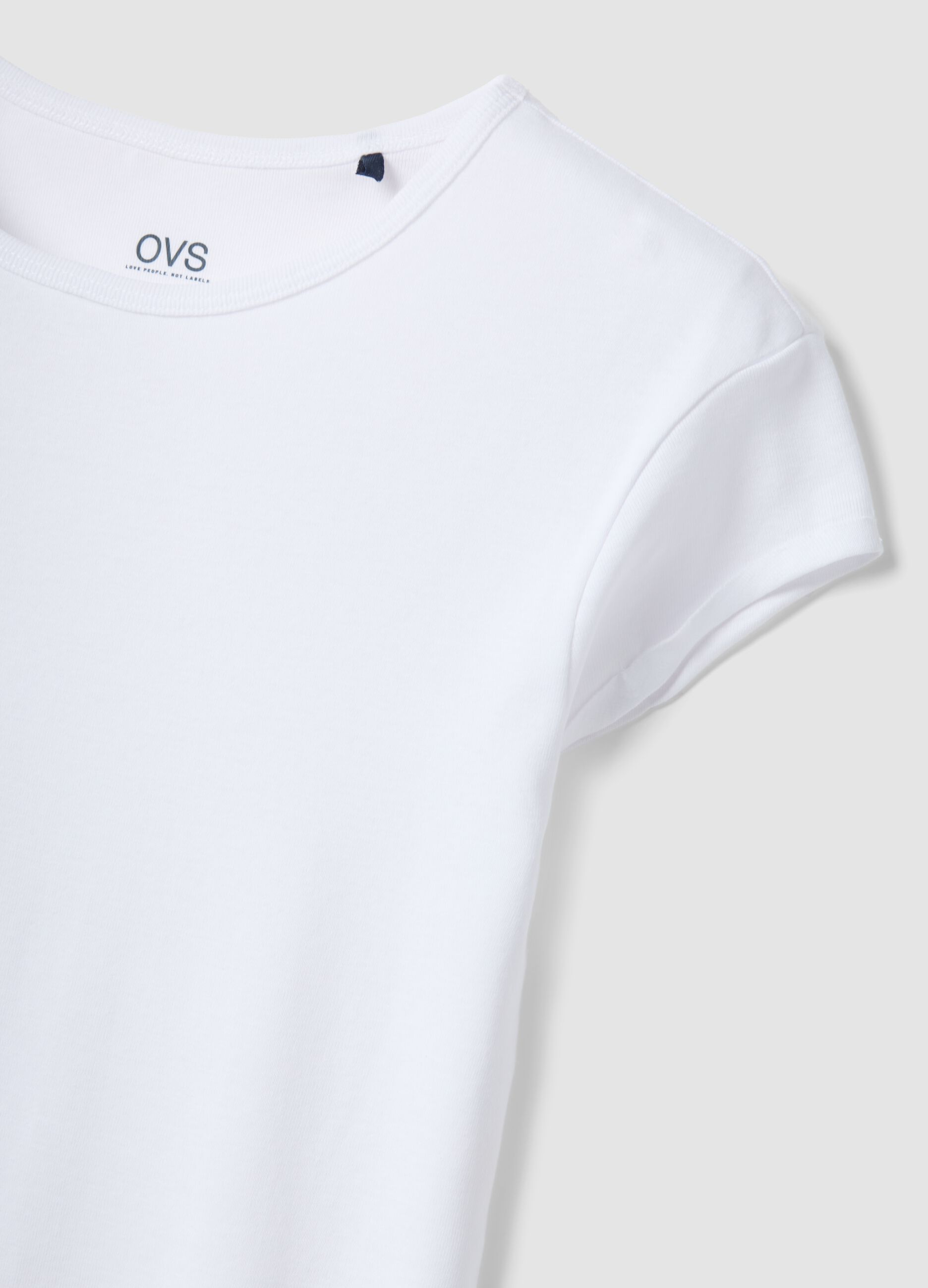 White short-sleeved pure cotton t-shirt regular fit