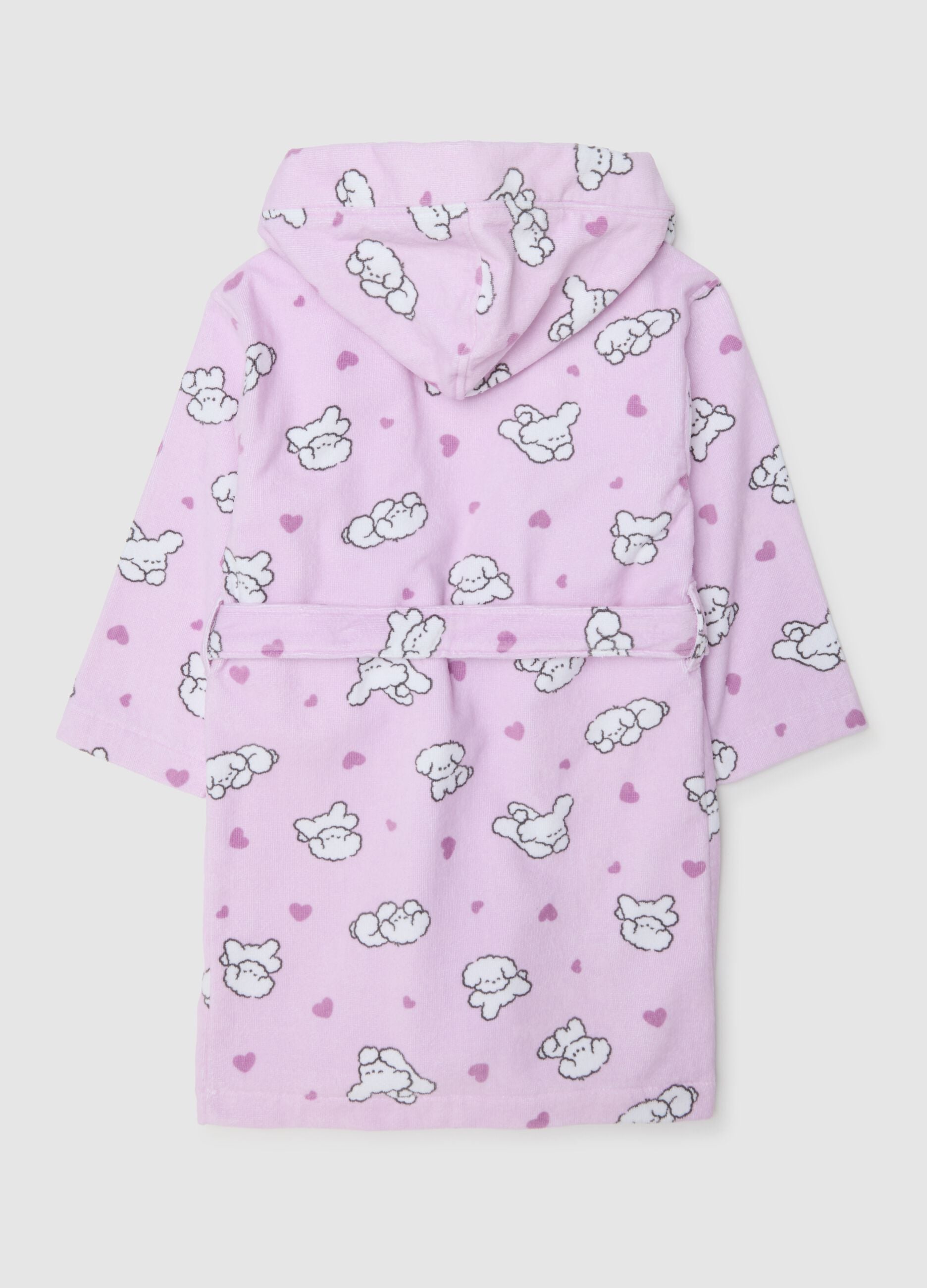 Multicolour pure cotton girl's bathrobe with designs