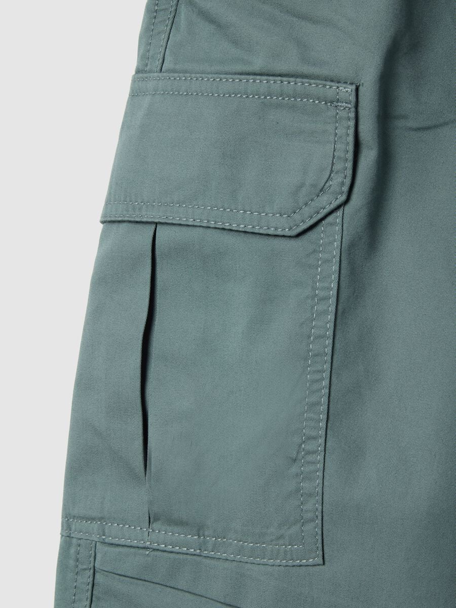 Boys' green pure cotton cargo jogger trousers relaxed fit_3