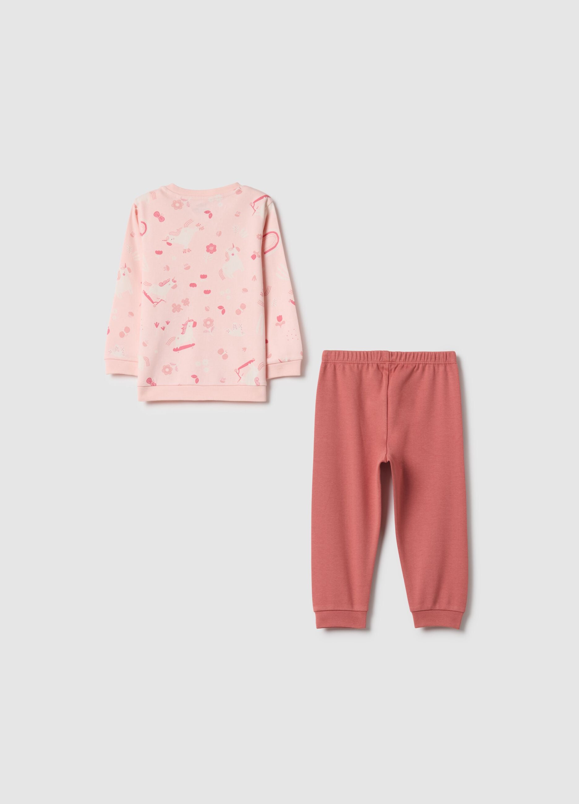 Multicoloured pure cotton regular fit pyjamas for baby girls with unicorns