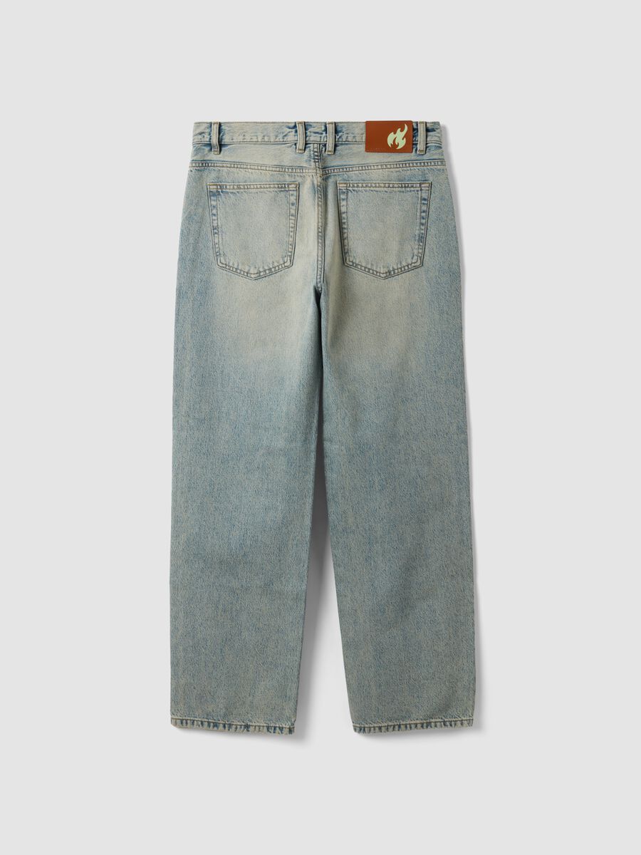 Jeans denim azzurri in puro cotone loose fit_2