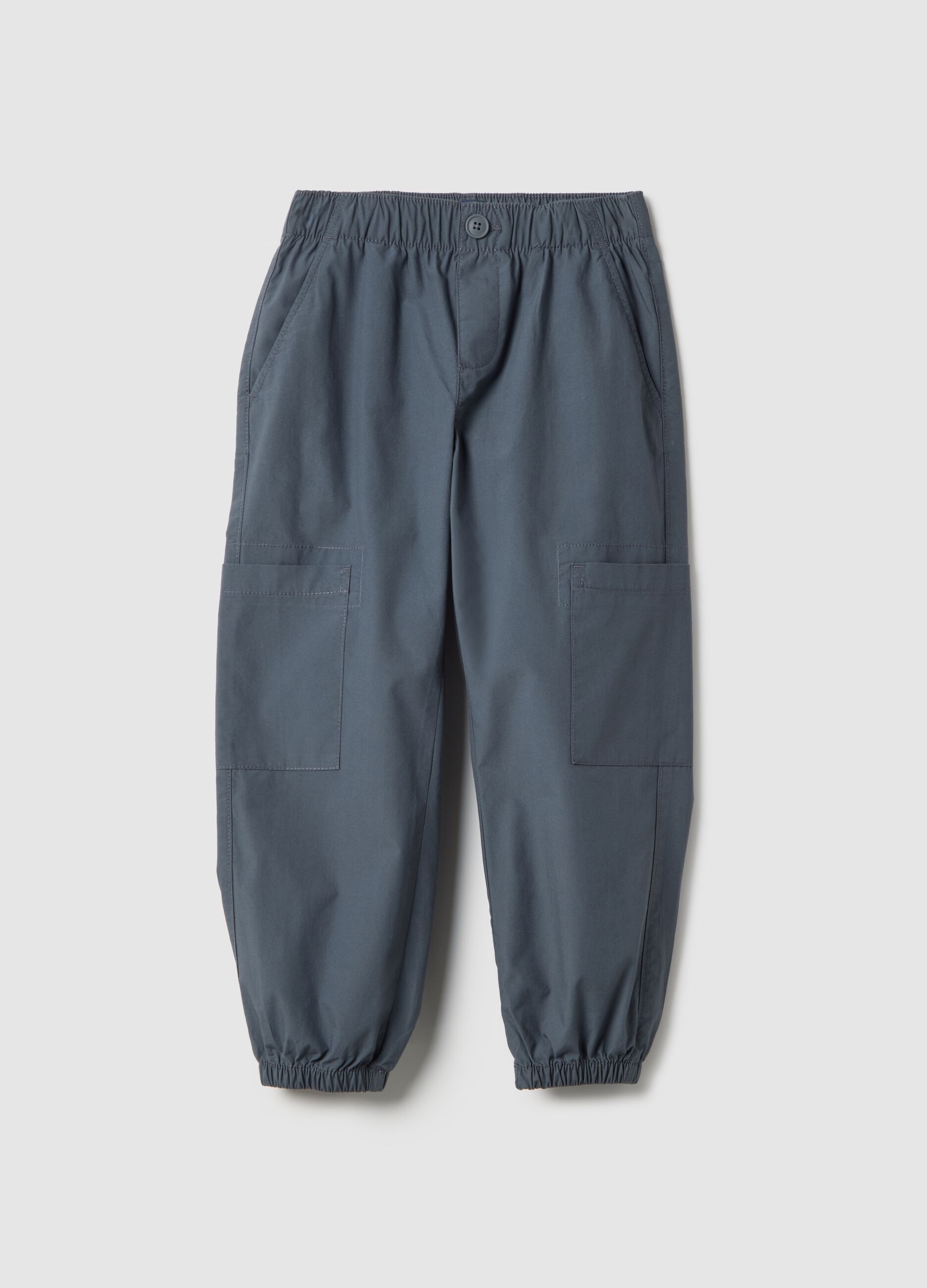 Blue pure cotton jogger pants for boys, regular fit