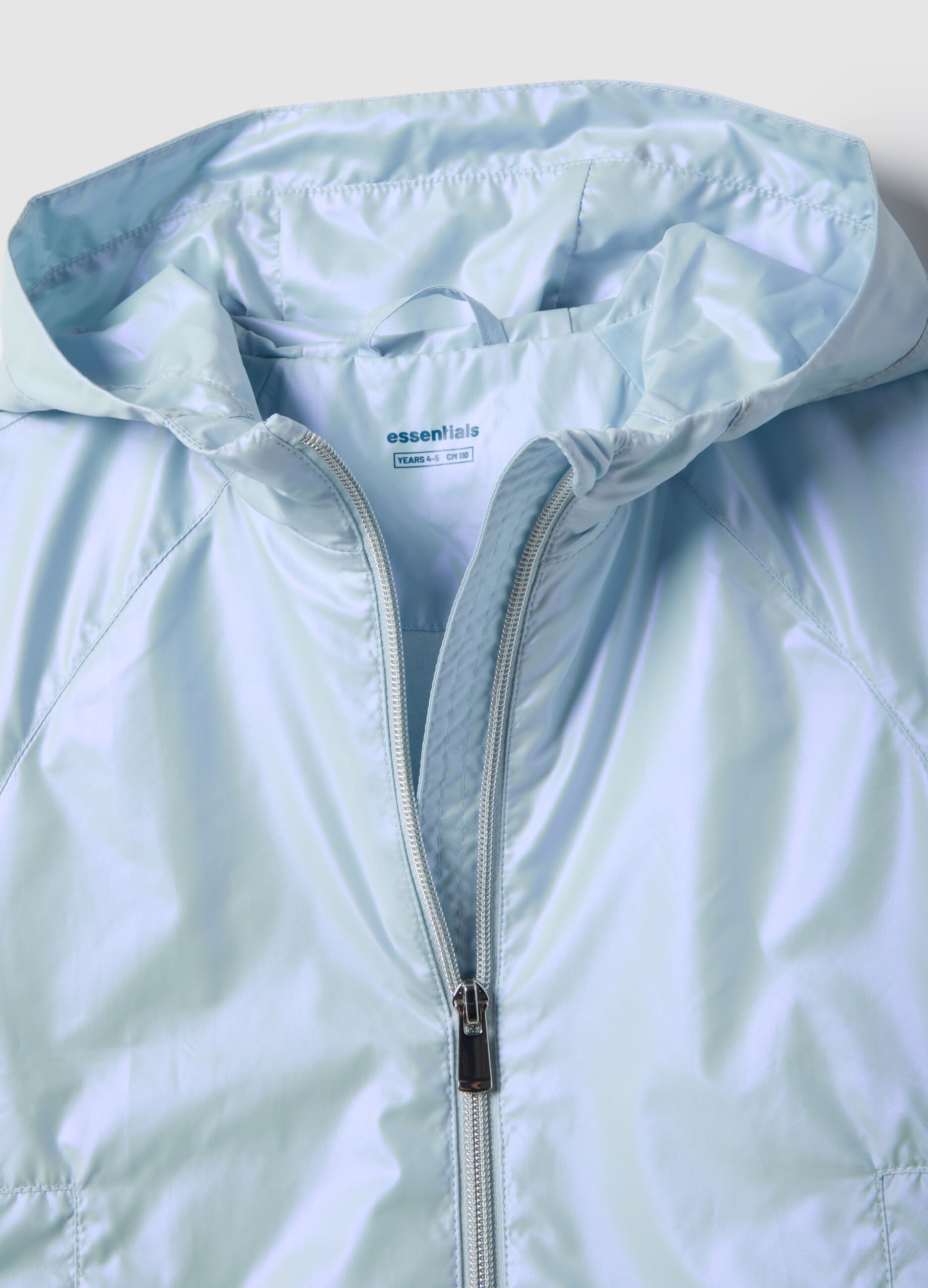 Girls' regular fit metallic blue jacket with zip and hood