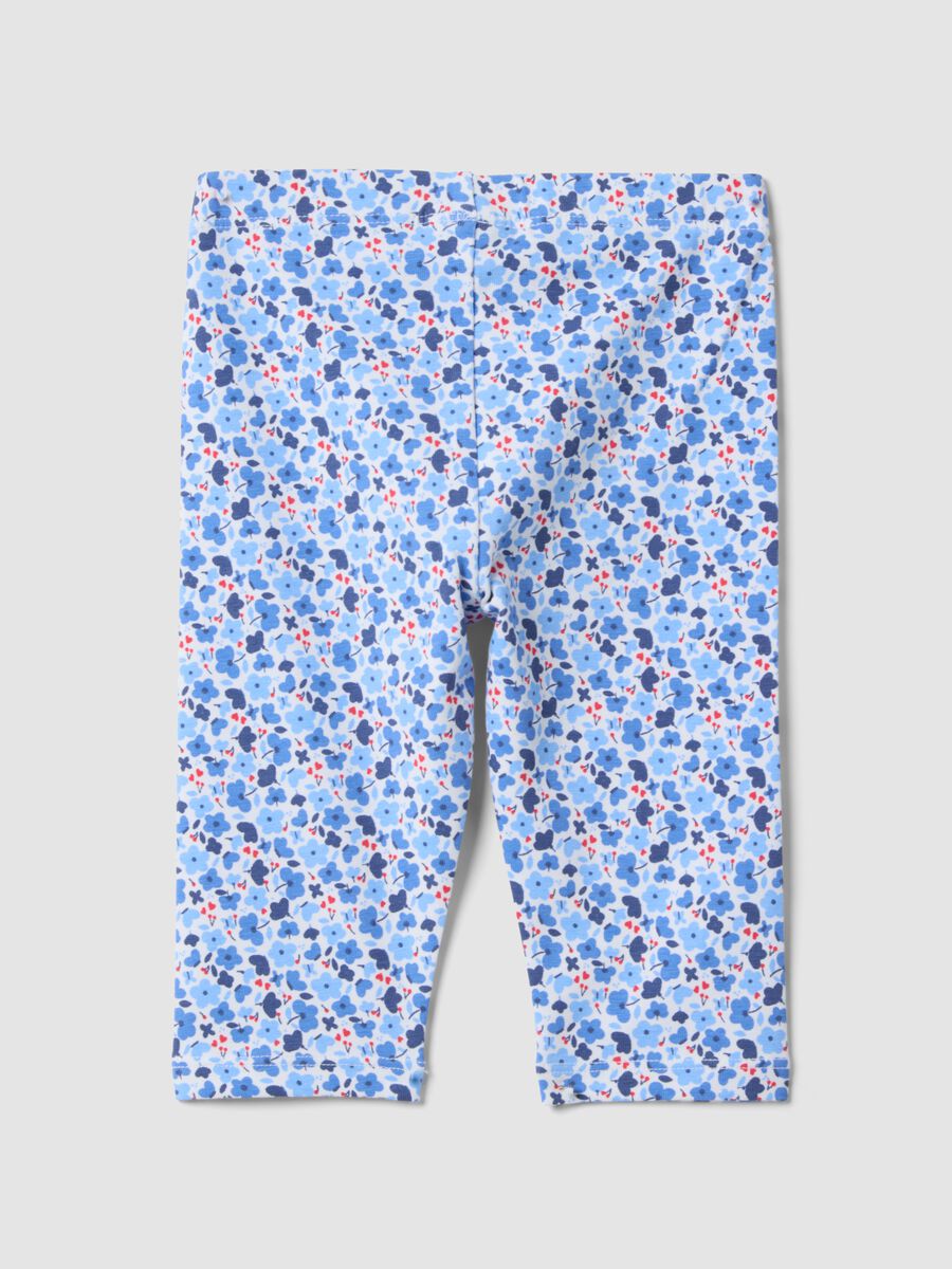 Leggings slim in cotone elasticizzato multicolor da bimba con fiori_1