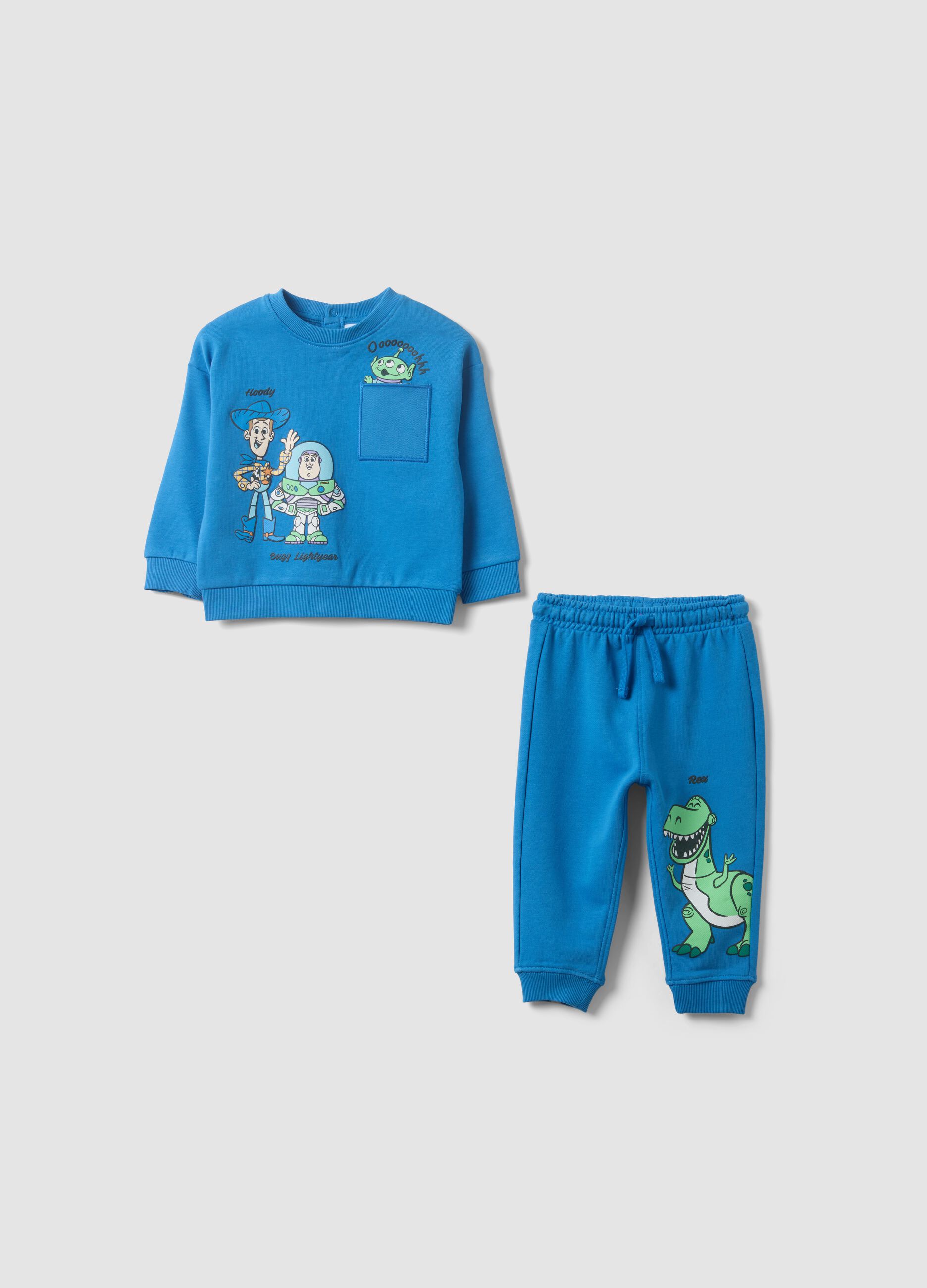 Blue pure cotton Toy Story printed jogger set for boys
