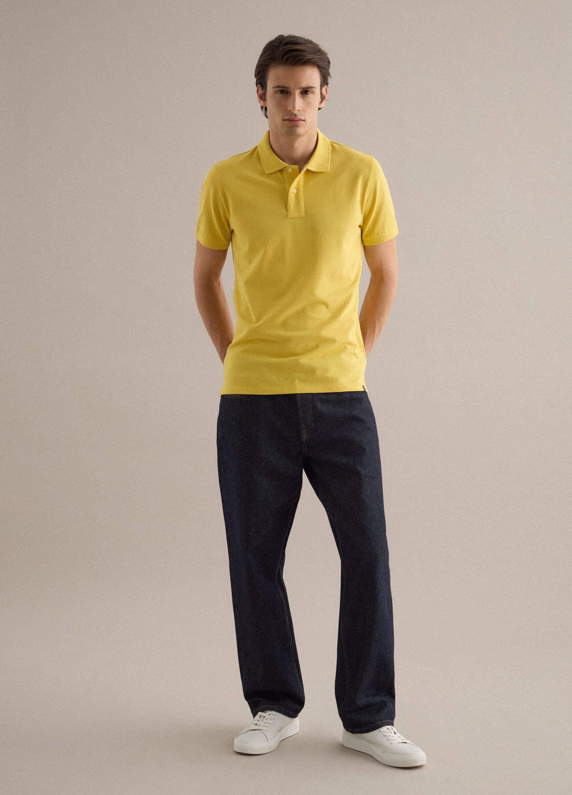 Yellow Supima cotton polo shirt, regular fit