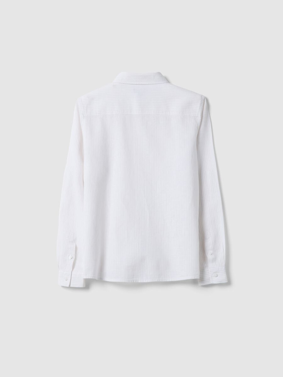 Boy's regular fit white linen cotton blend shirt_4