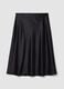 Black satin midi skirt in stretch fabric_0
