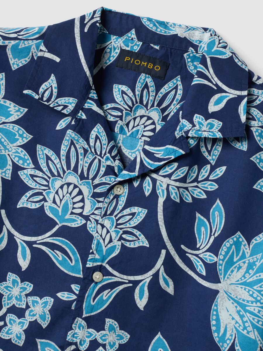 Men&rsquo;s organic cotton blue short-sleeve shirt with floral print_5