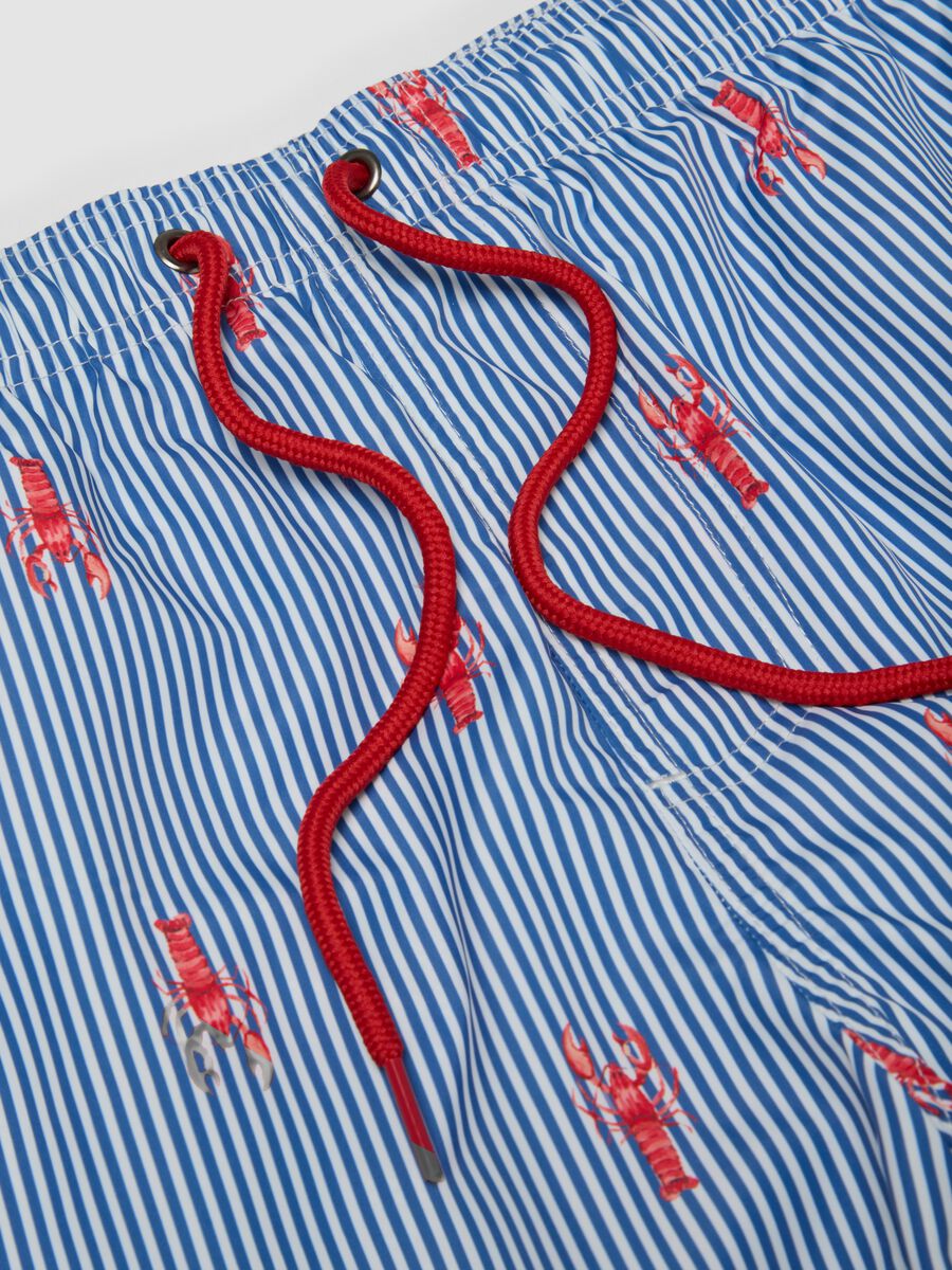 Blue striped swim shorts with lobster print_5