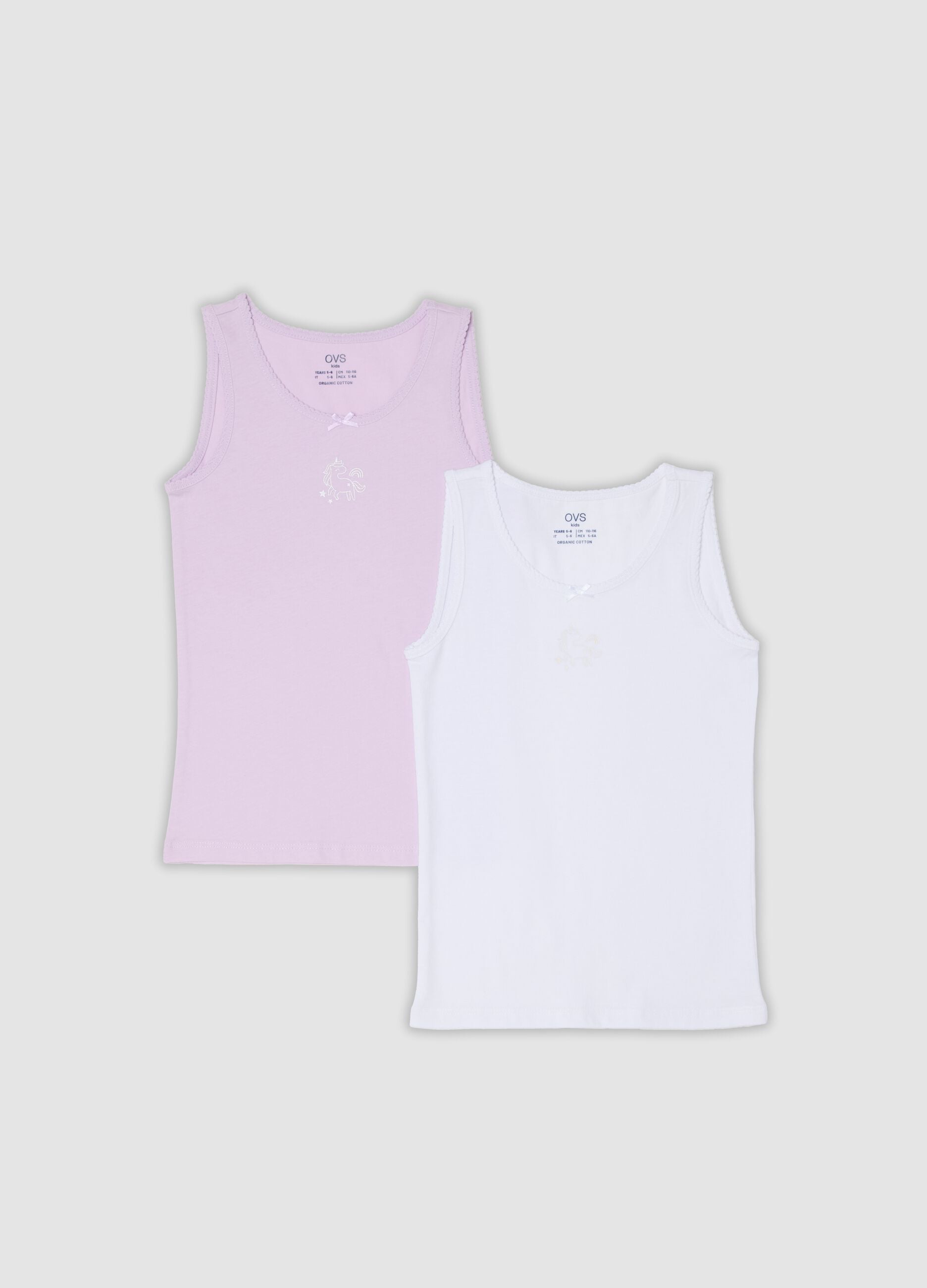 2-pack of multicolour girls&rsquo; organic cotton crew-neck vests