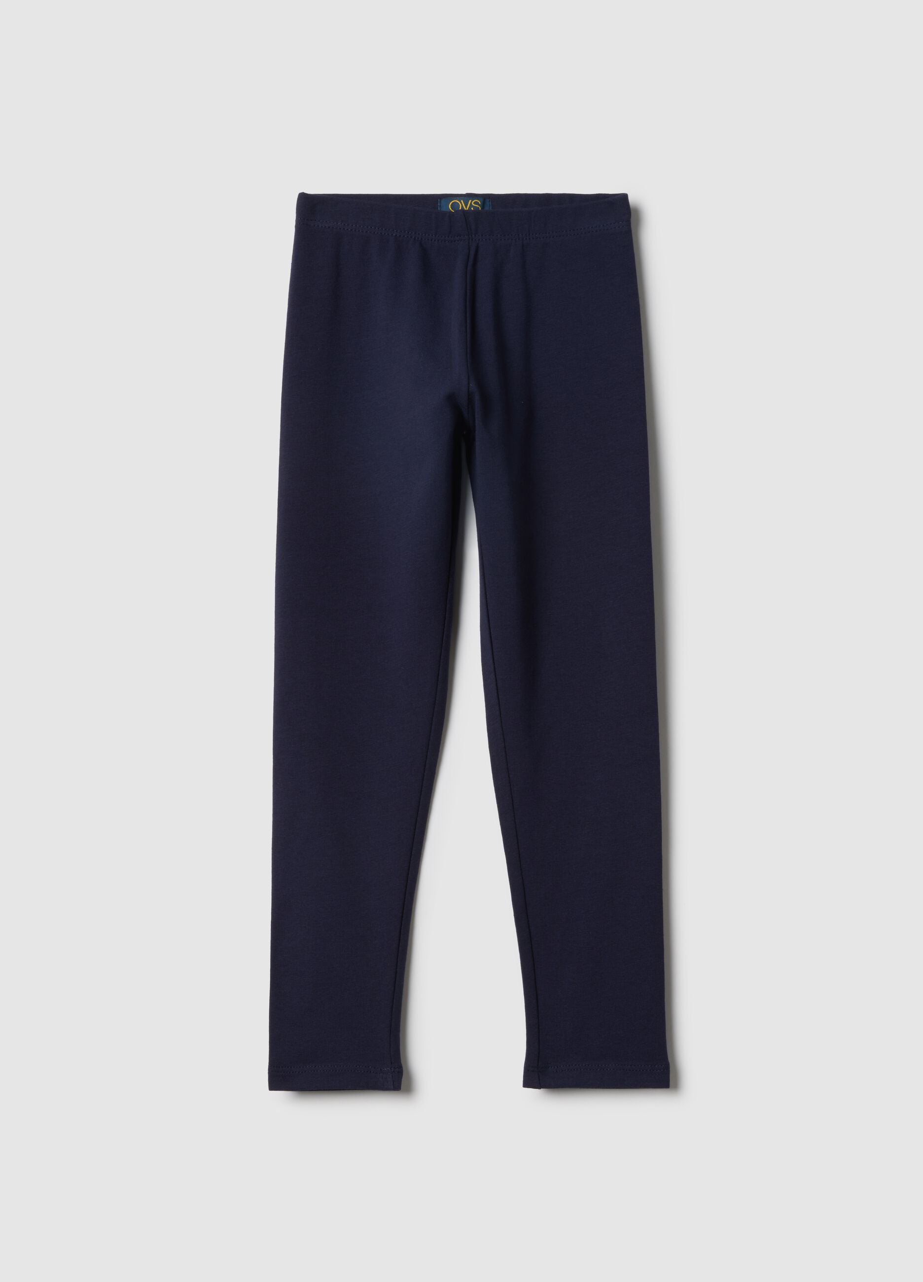 Girls' slim fit blue stretch cotton leggings