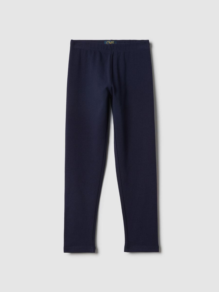 Girls' slim fit blue stretch cotton leggings_0
