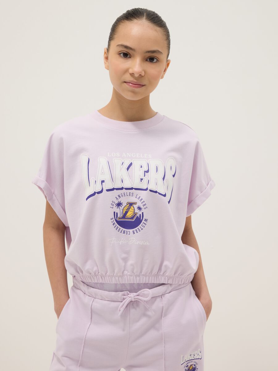 Girls&rsquo; purple stretch cotton Lakers print jogging set &ndash; regular fit_2