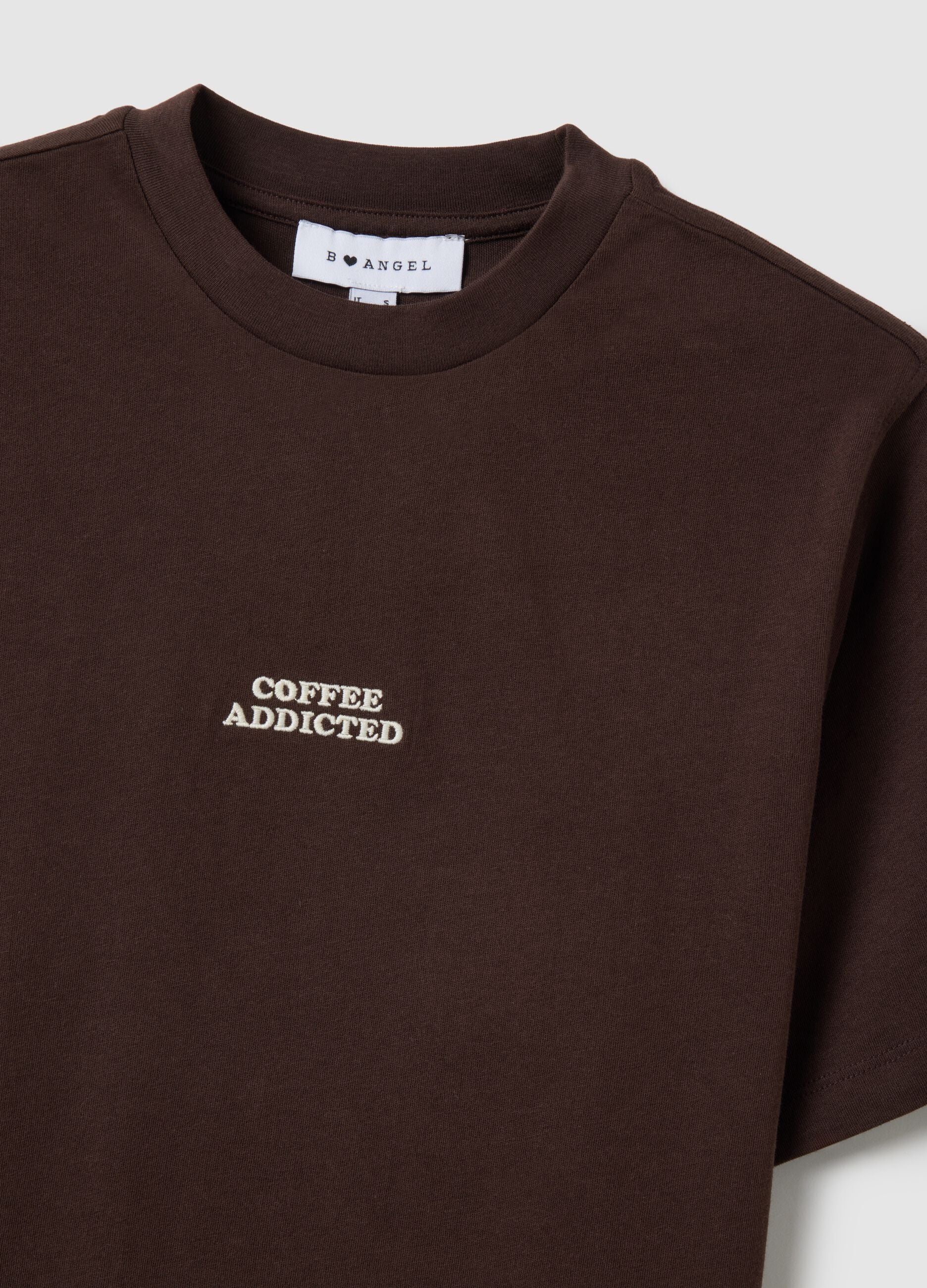 Brown pure cotton regular fit t-shirt with print