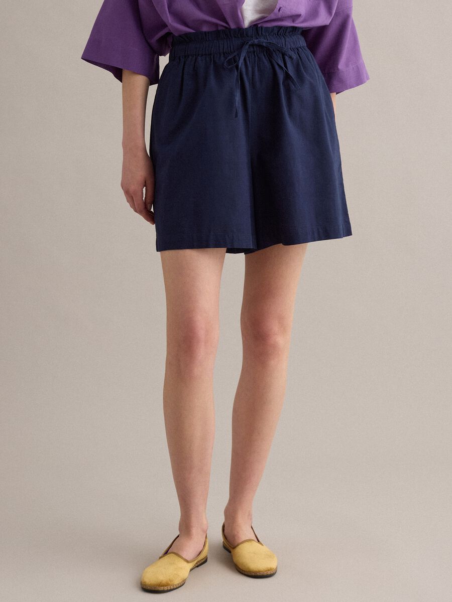 Blue pure cotton regular-fit shorts_1
