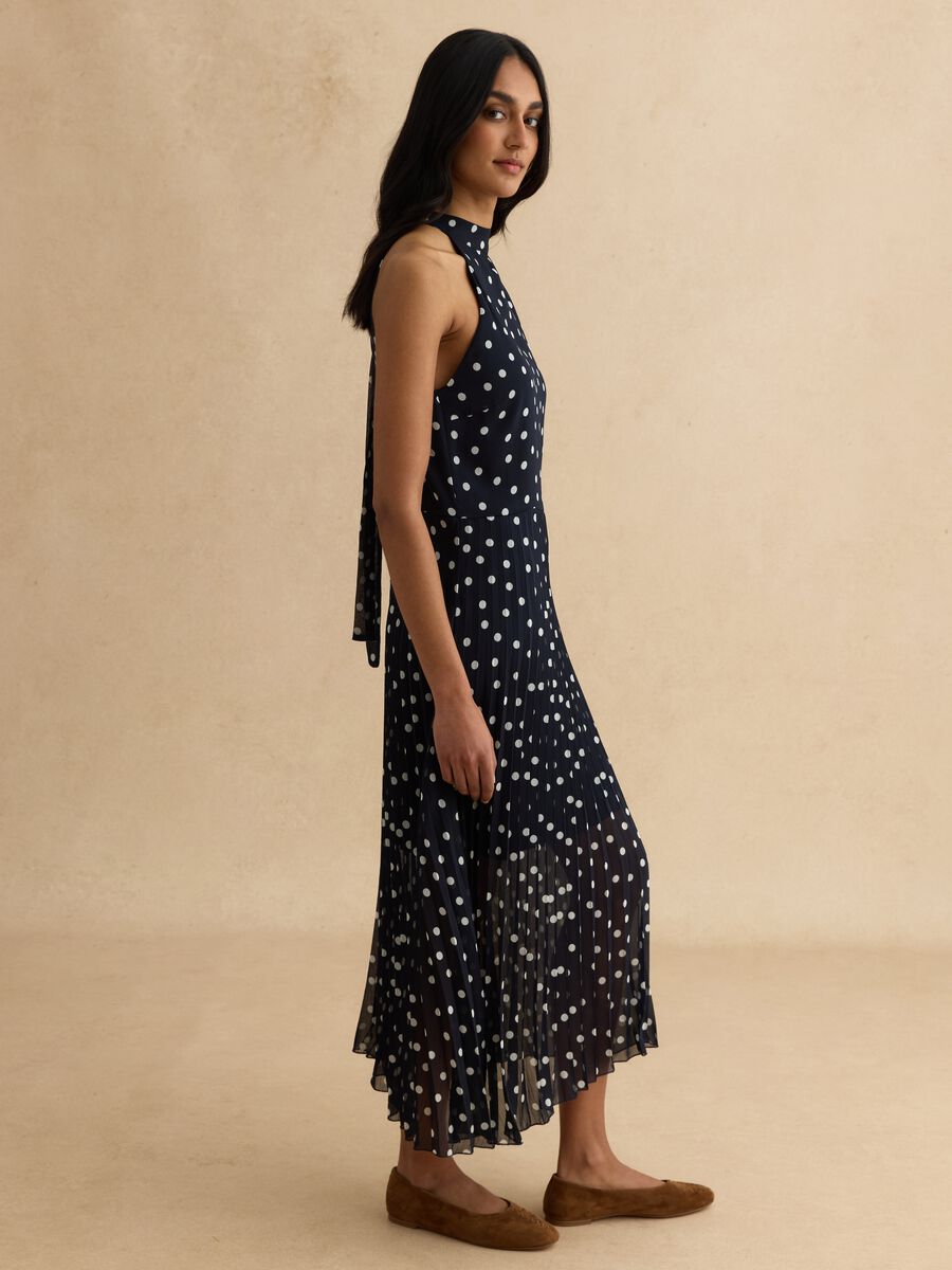 Sleeveless Multicolour Polka Dot Regular Fit Dress_0