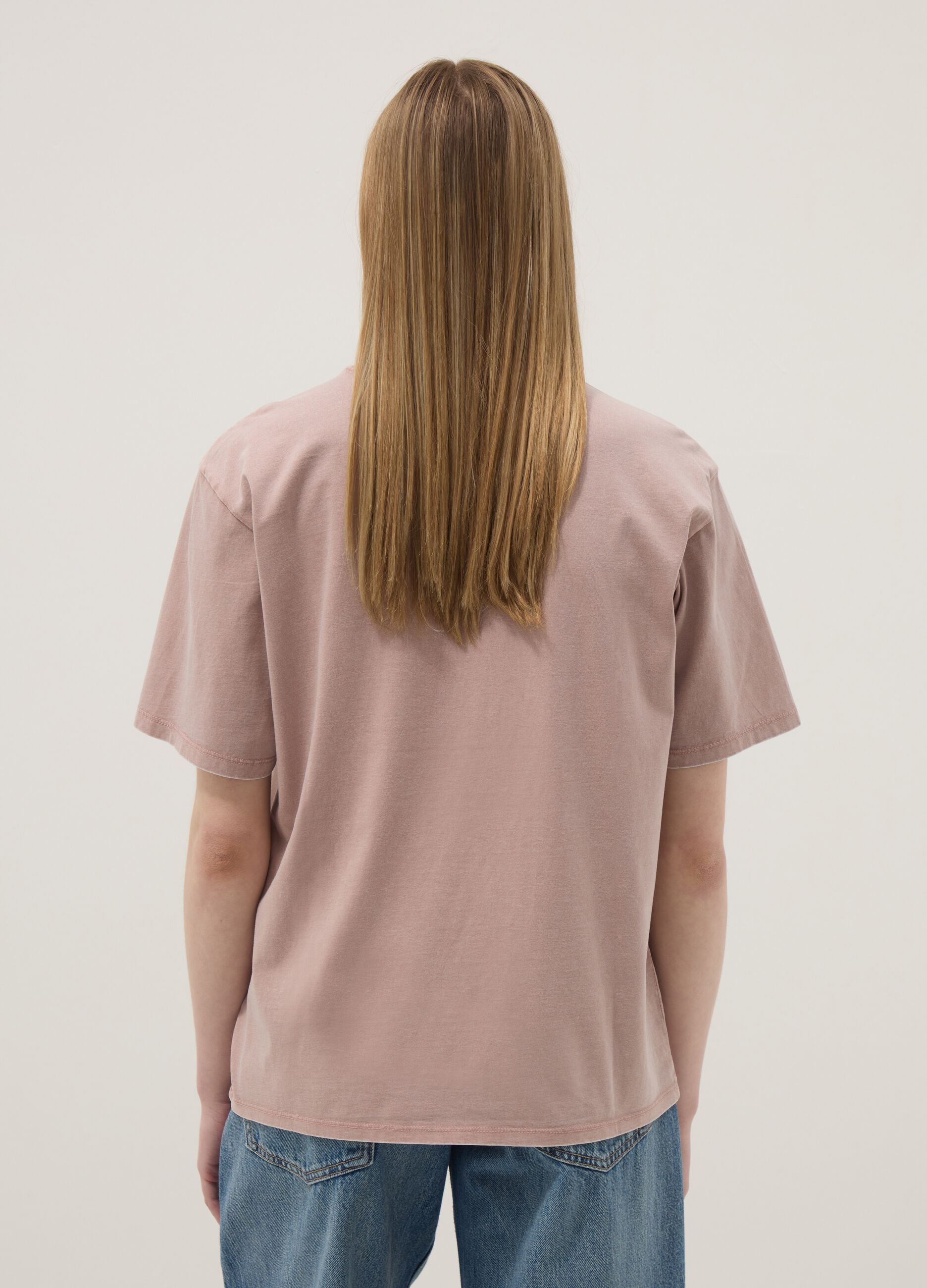 Pink pure cotton relaxed fit t-shirt with print