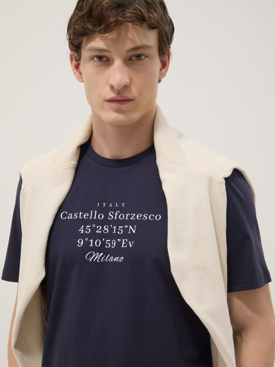 Blue short-sleeve pure cotton regular-fit T-shirt_1