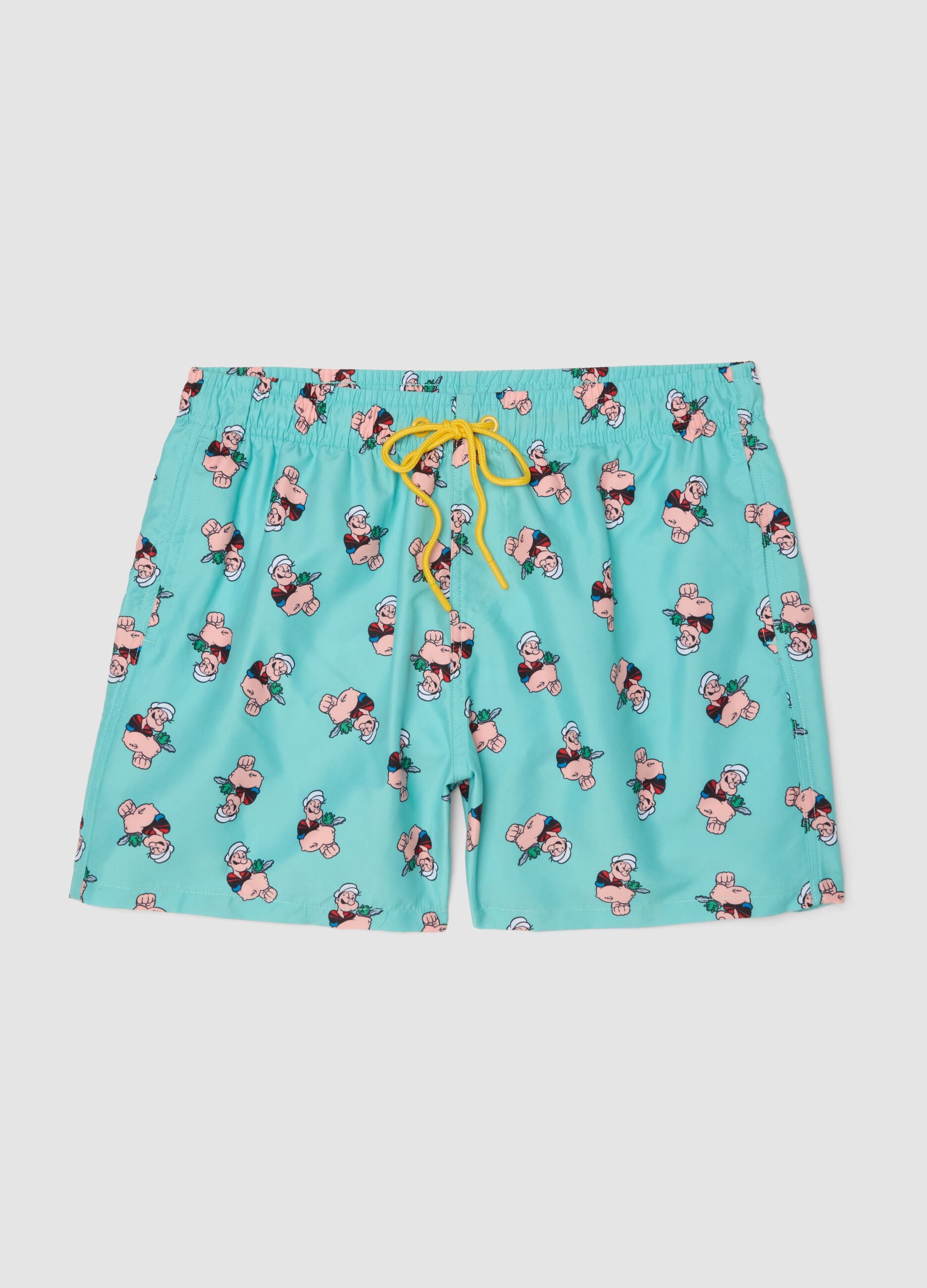 Blue Swim Shorts with Popeye Prints