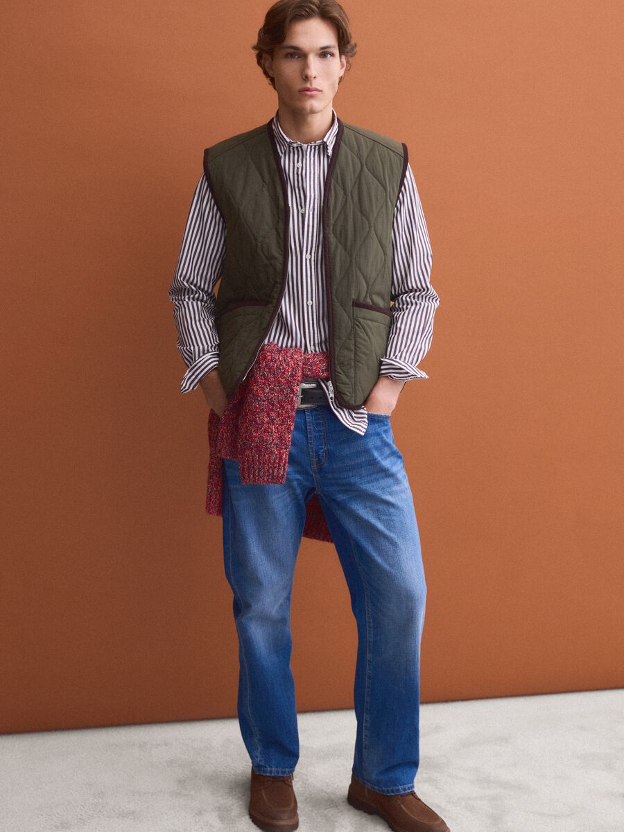 Gilet verde trapuntato con zip regular fit_2