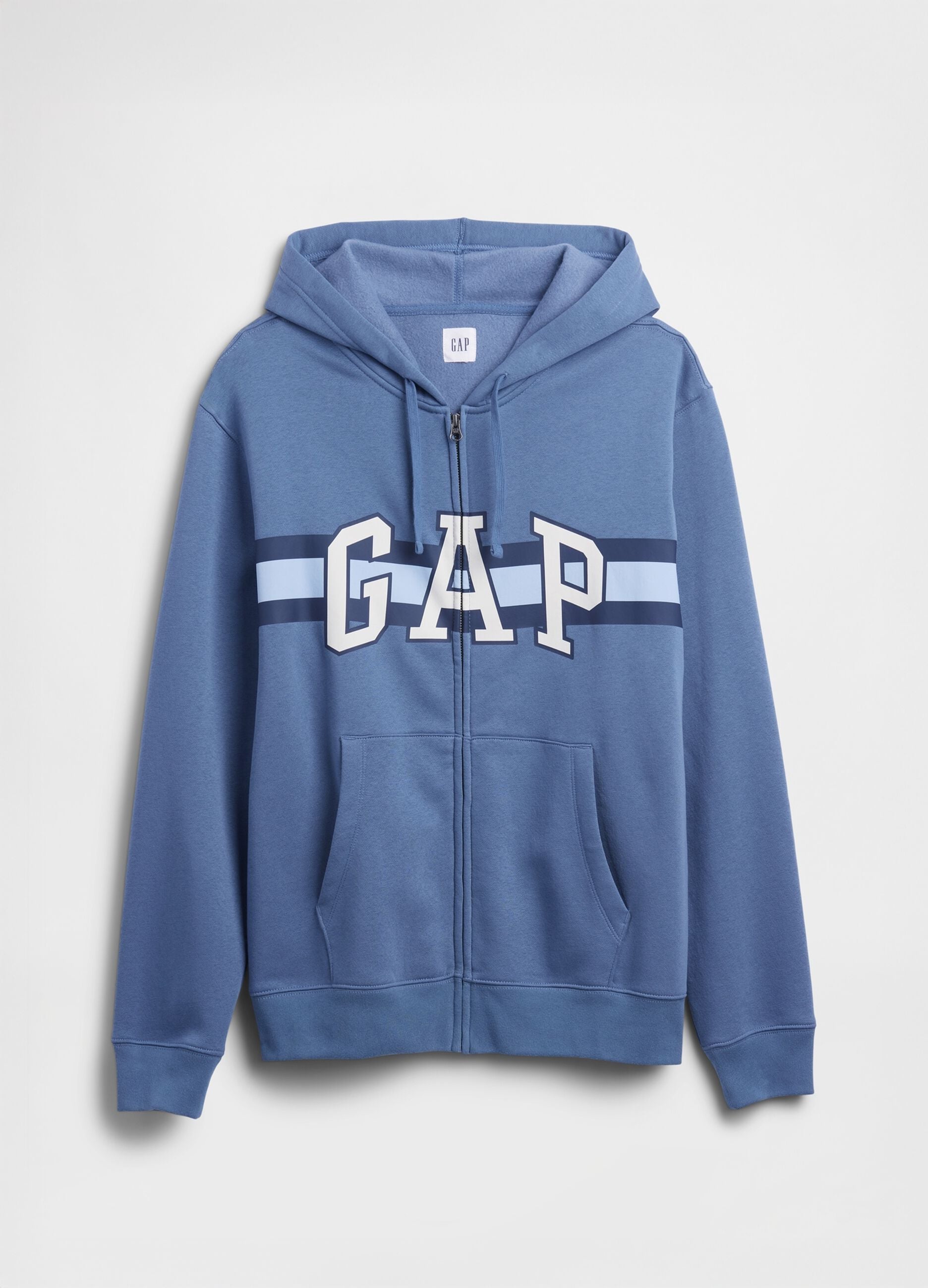 Blue hoodie with full zip closure