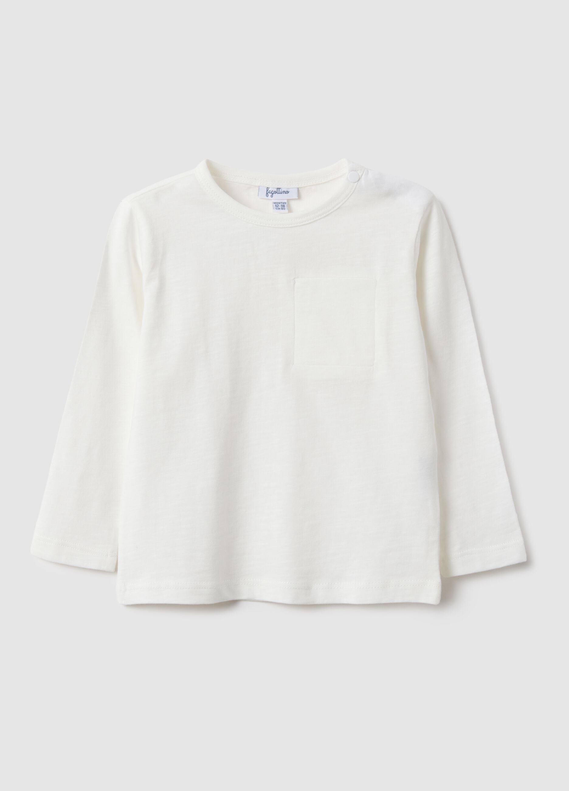 White long sleeve pure cotton t-shirt for boys regular fit