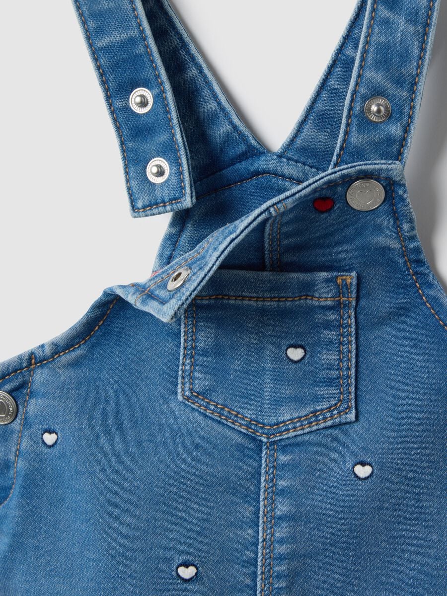 Babygirl blue cotton-blend regular fit dungaree skirt with hearts_2