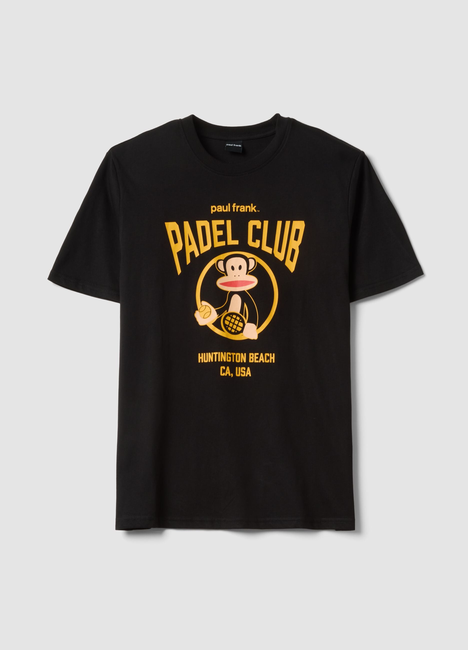 Black printed T-shirt in pure cotton, regular fit