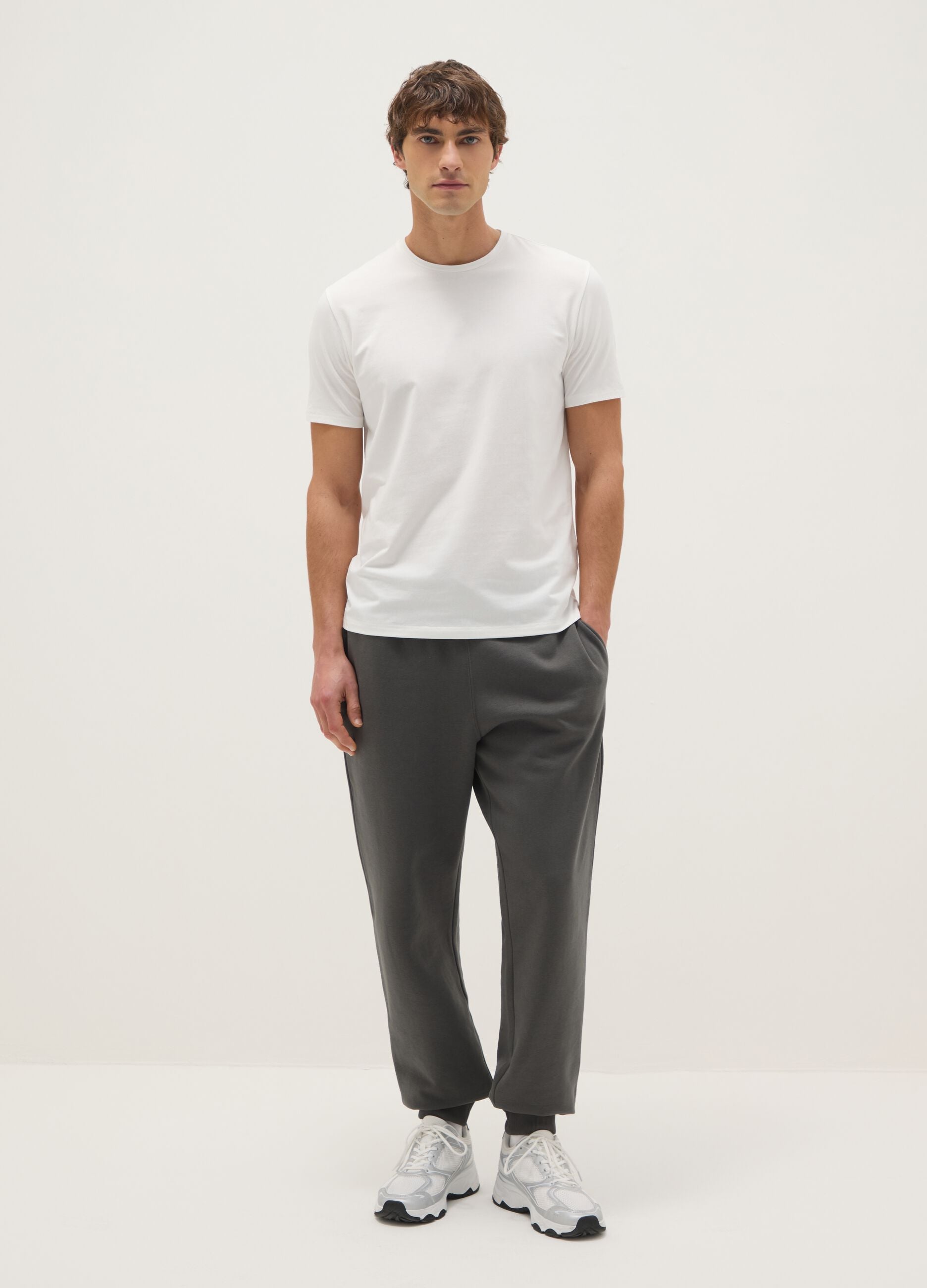 White slim fit stretch cotton T-shirt