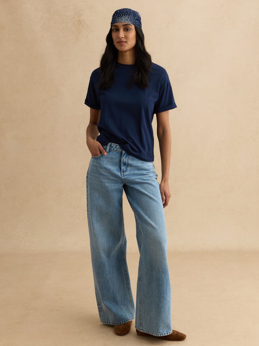 Blue short-sleeve jersey t-shirt in stretch cotton and modal_2