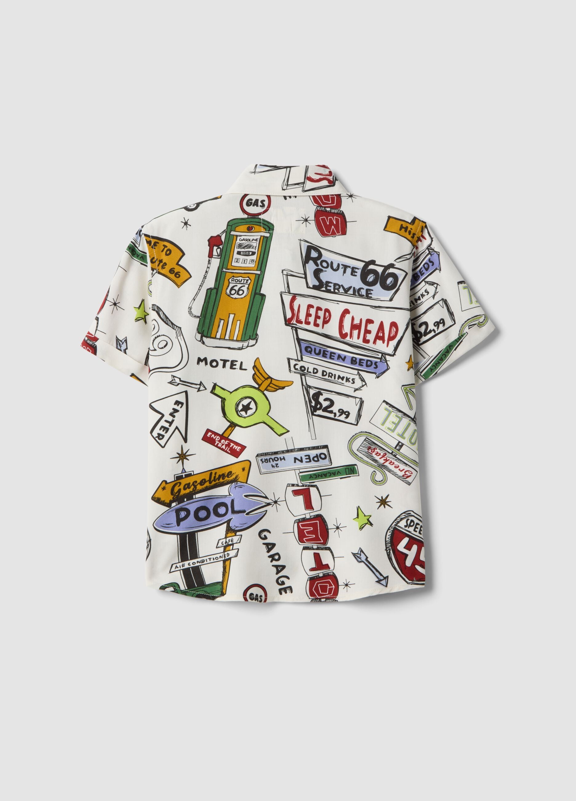 Children's regular fit multicolour pure viscose shirt with prints