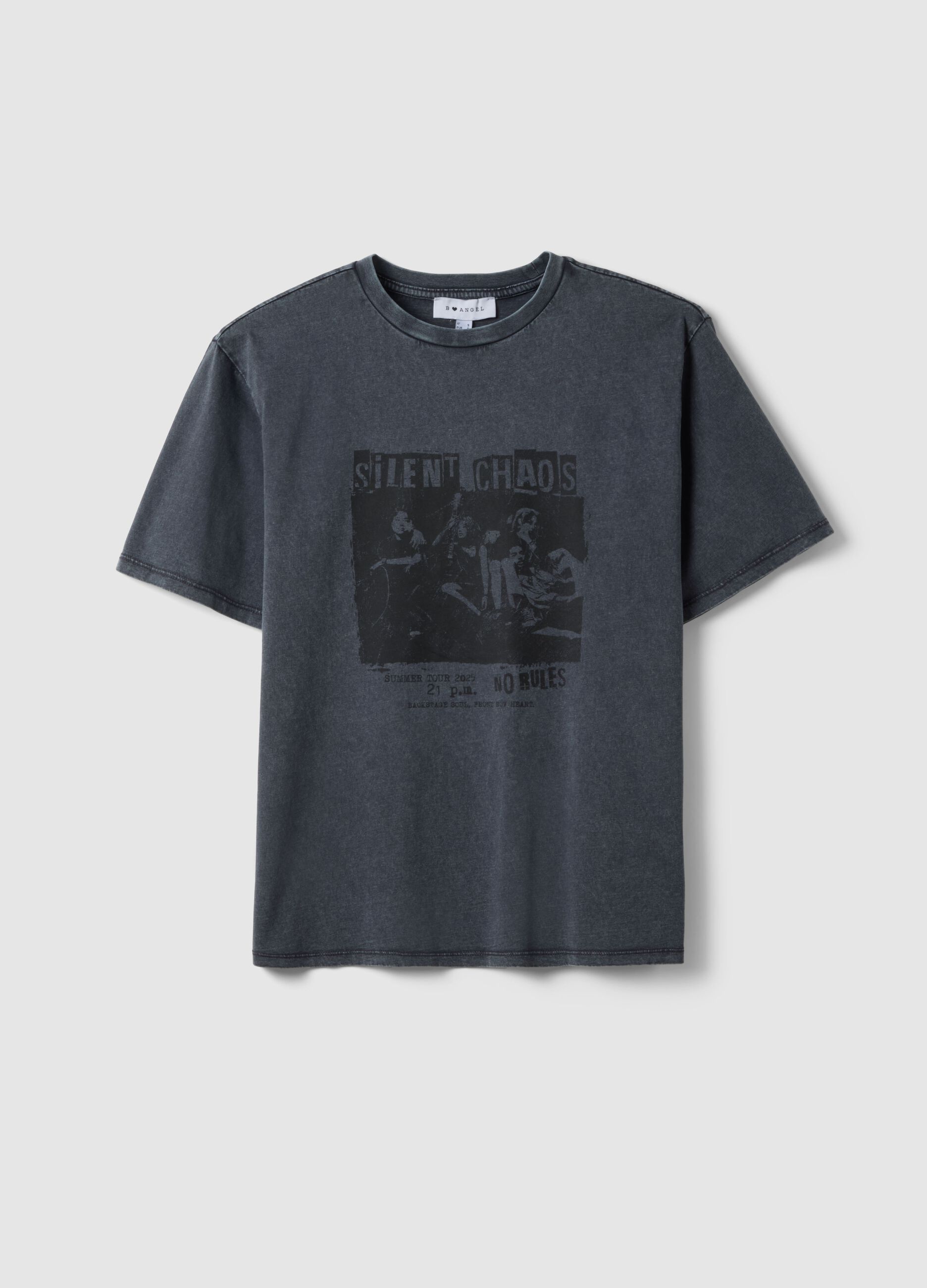 Grey pure cotton relaxed fit T-shirt with print