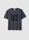 Grey pure cotton relaxed fit T-shirt with print_4