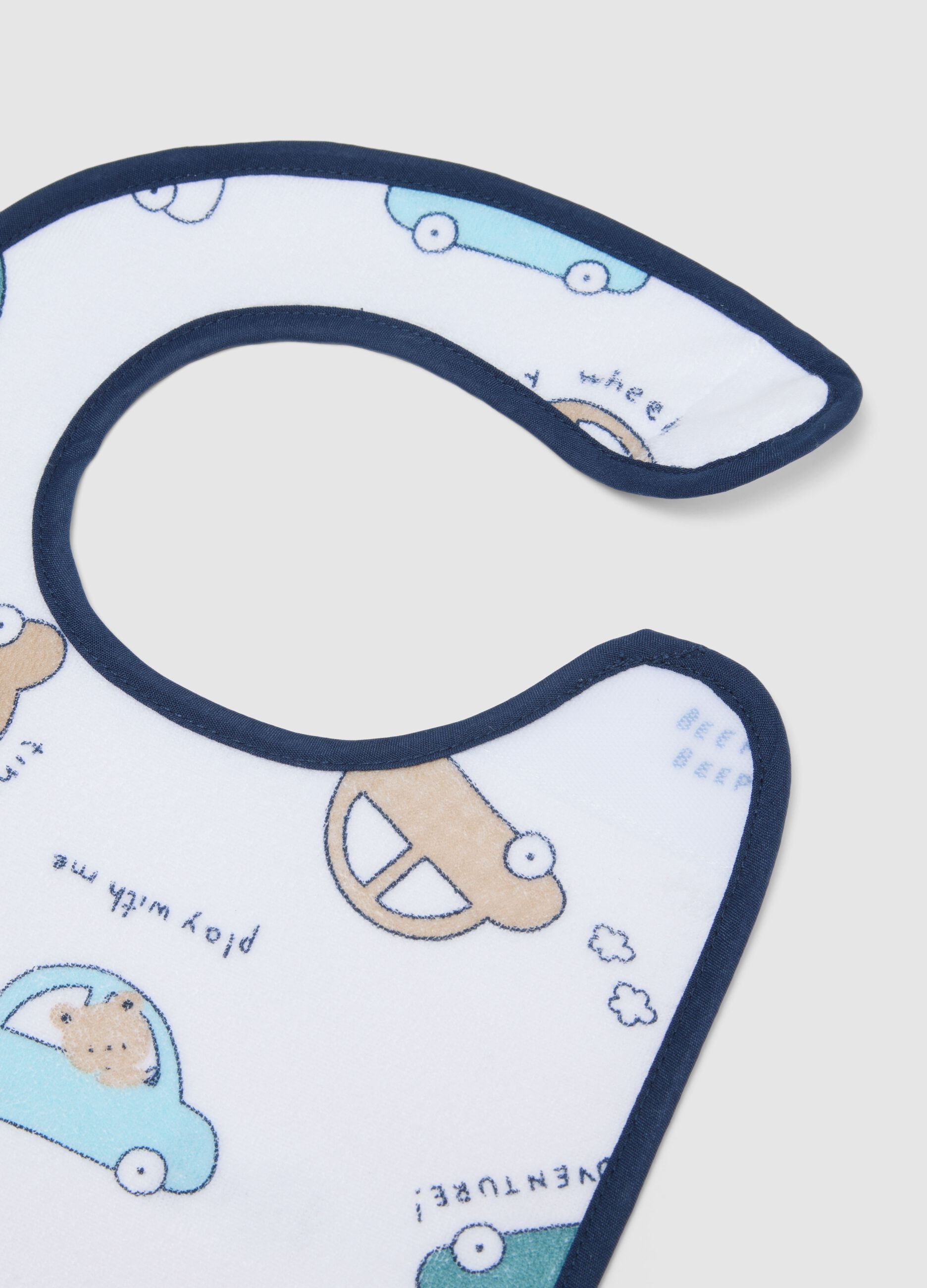 Pack of two multicolour newborn bibs in cotton blend with decorations