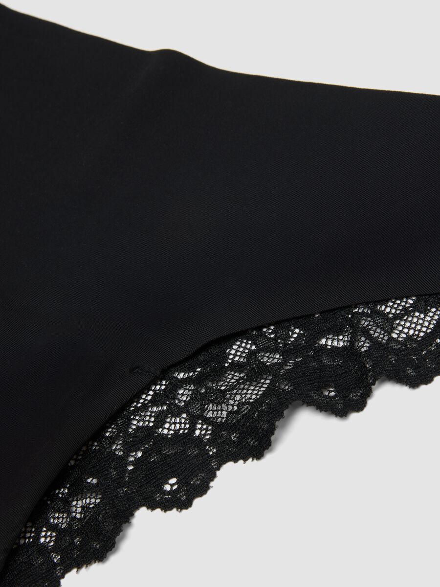 Black Brazilian briefs in stretch microfibre with lace_2