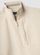 Beige regular fit stretch cotton blend sweatshirt with half zip_5