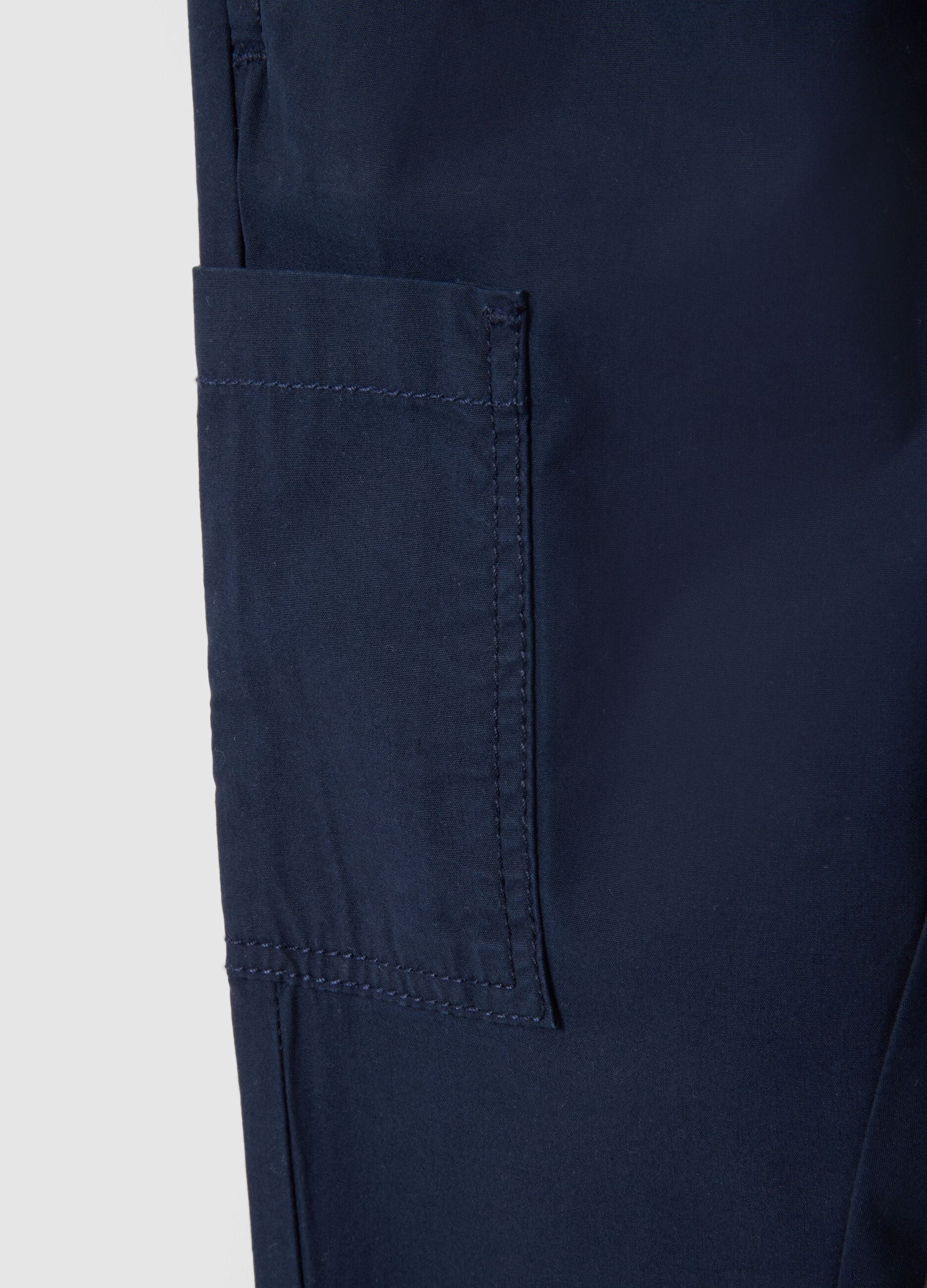 Blue pure cotton cargo trousers for kids regular fit