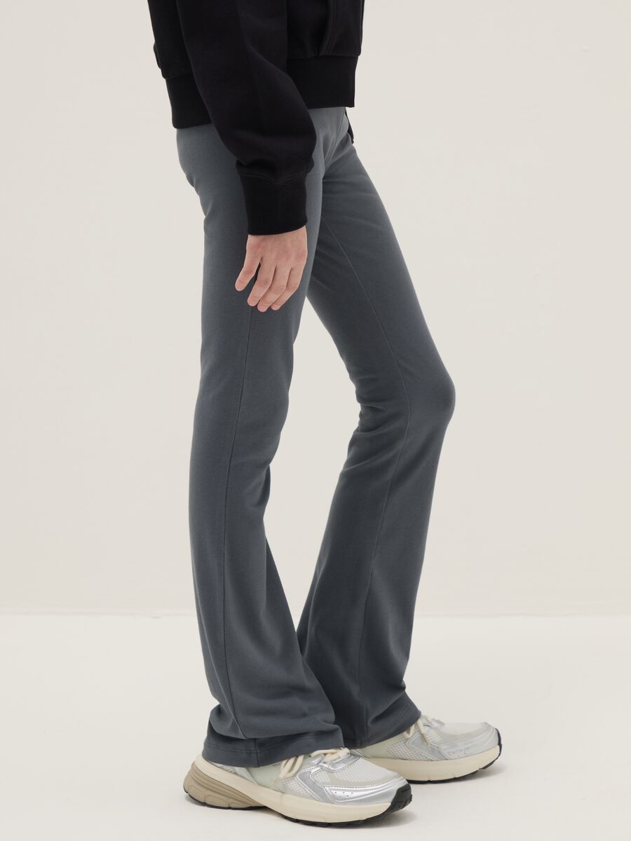 Girls' grey stretch cotton flare leggings_2