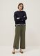 Green stretchy cotton blend wide leg trousers regular fit_0