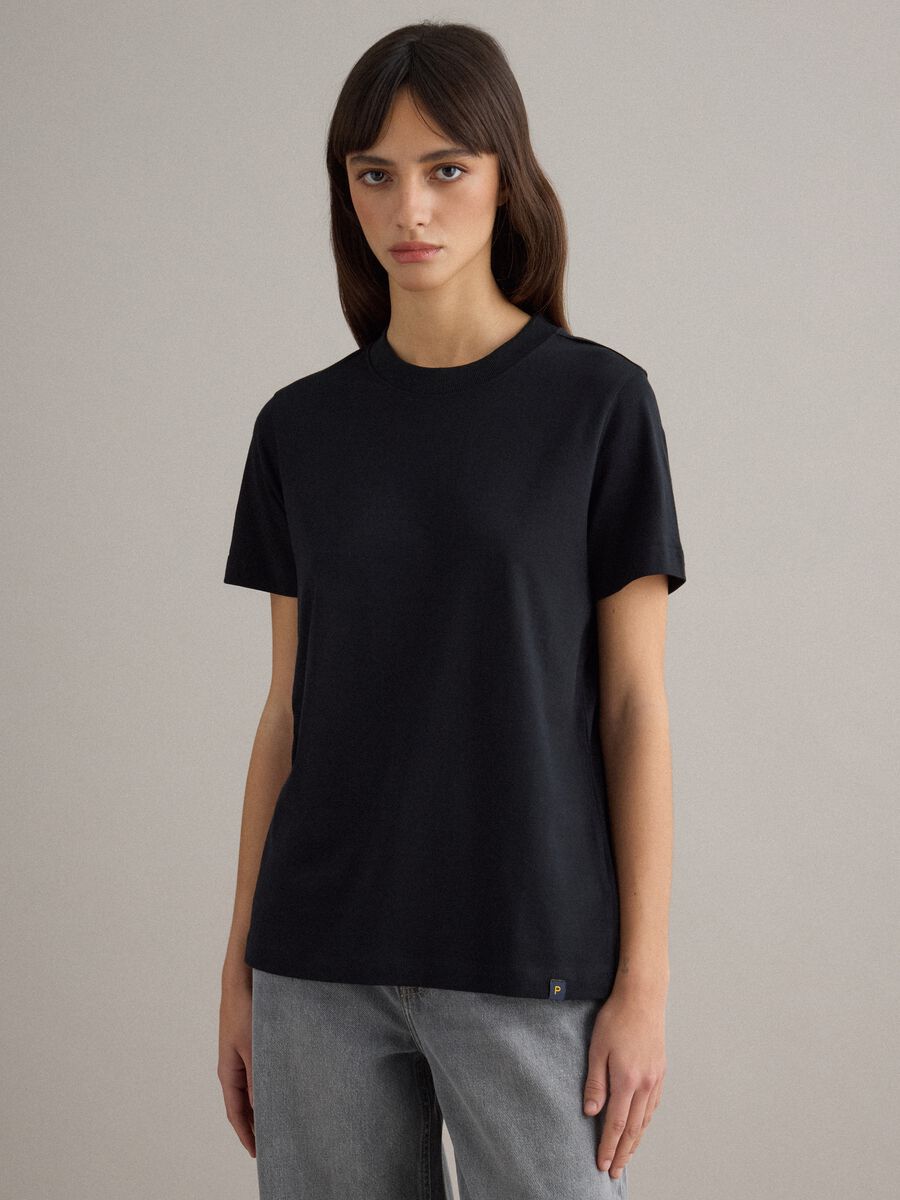 T-shirt nera regular fit in puro cotone Supima_0