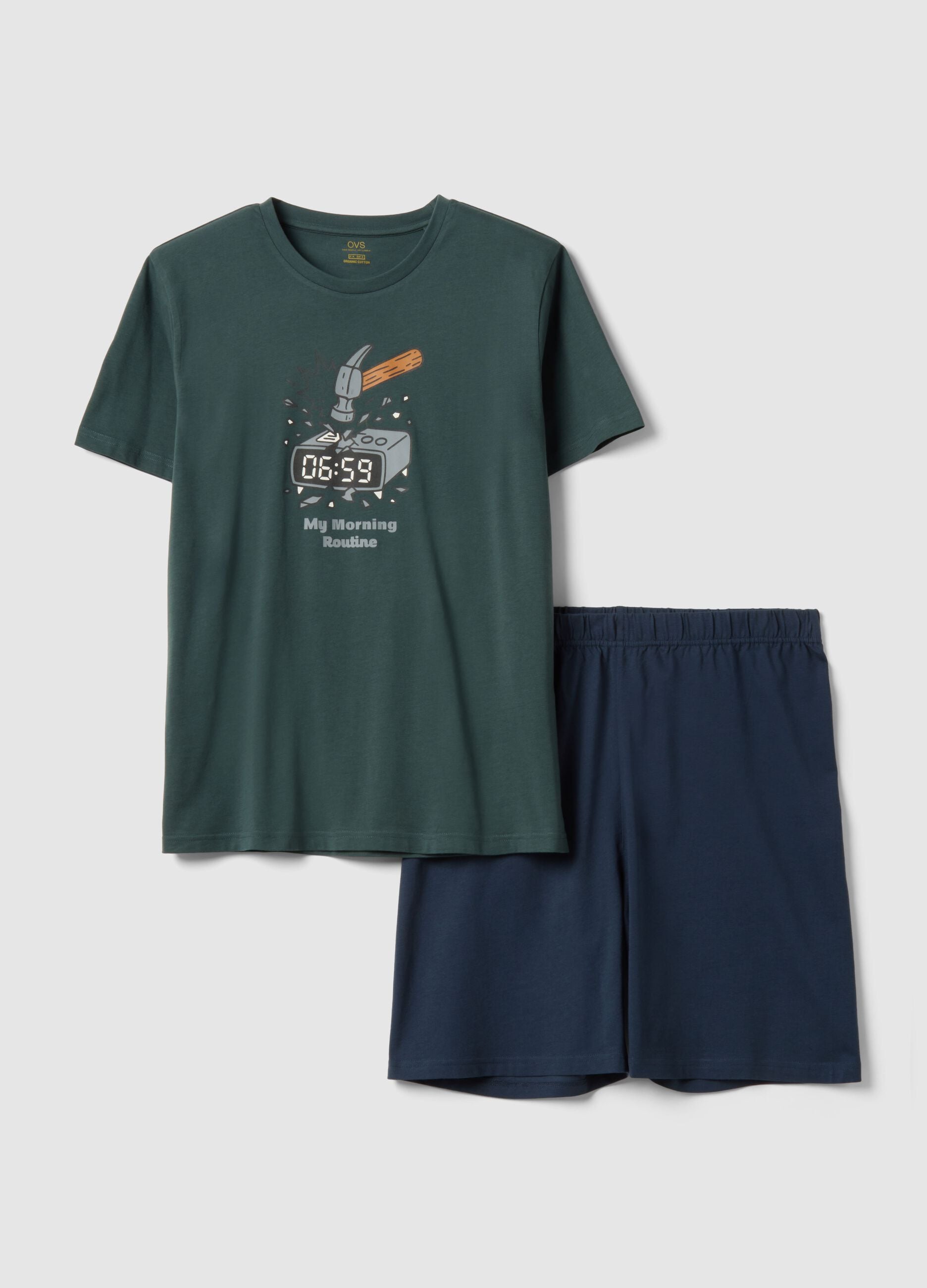 Short pyjamas in pure multicoloured cotton regular fit with print