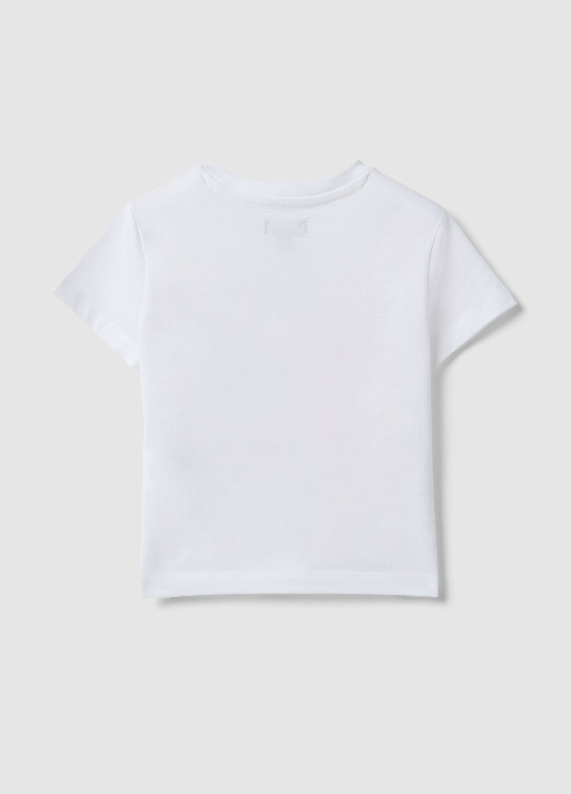 Regular fit white pure cotton t-shirt with print for girls