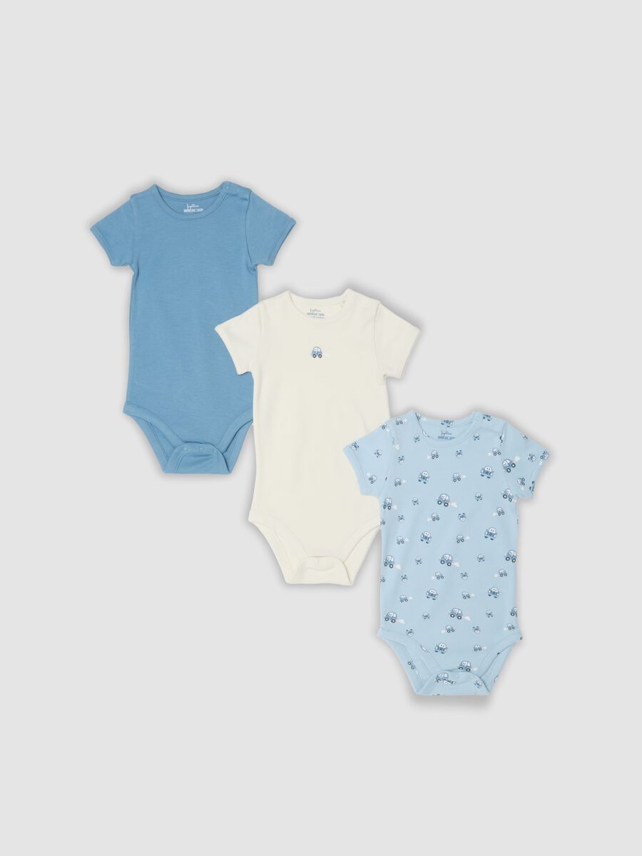 Tripack di body multicolor in puro cotone organico per neonato e bimbo_0