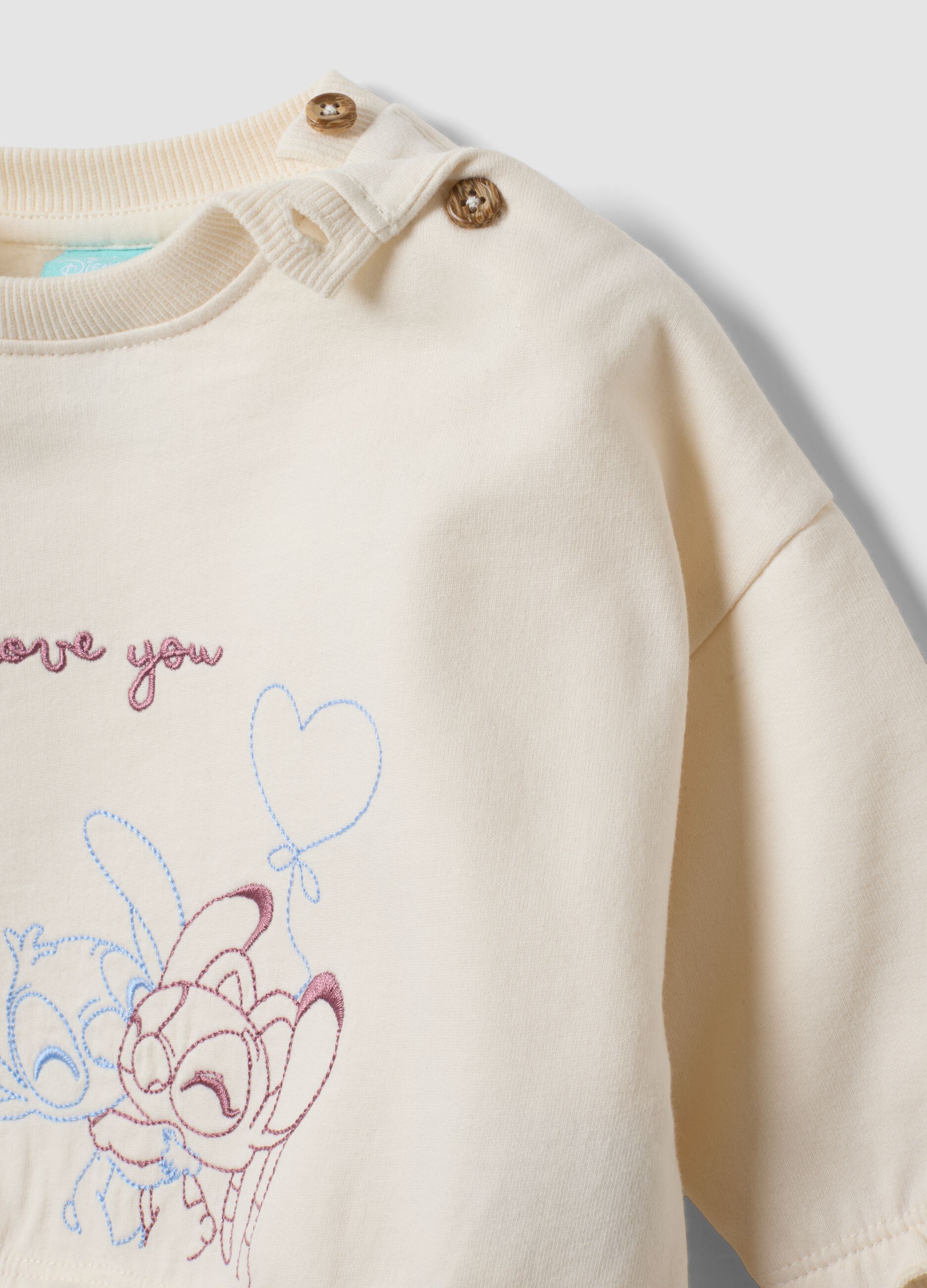 Beige organic cotton Lilo & Stitch set for baby girl