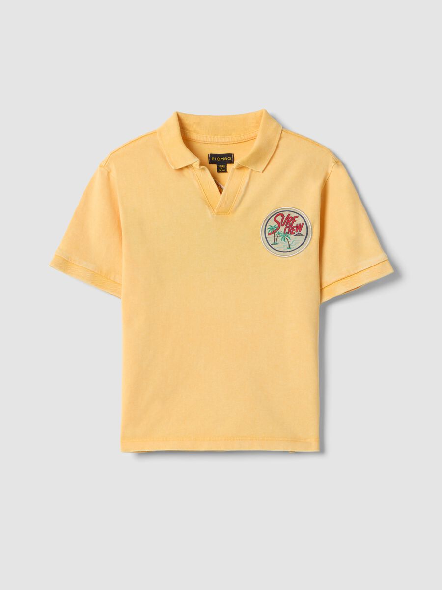 Yellow pure cotton polo shirt for boys regular fit with embroidery_3