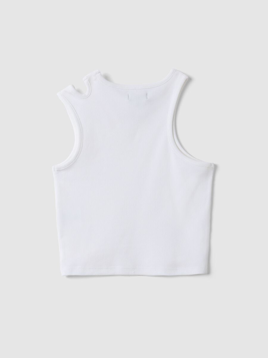 Girls' White Fitted Stretch Cotton Tank Top_4