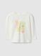 White organic cotton regular fit sweater for little girls_0