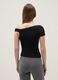 Black viscose blend slim fit T-shirt with Madonna neckline_3